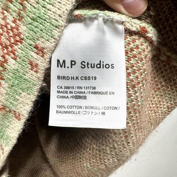 M.P Studios Cardigan Sweater Cotton Thick Knit Long Length Beige Women XL sz 3 - Picture 6 of 8